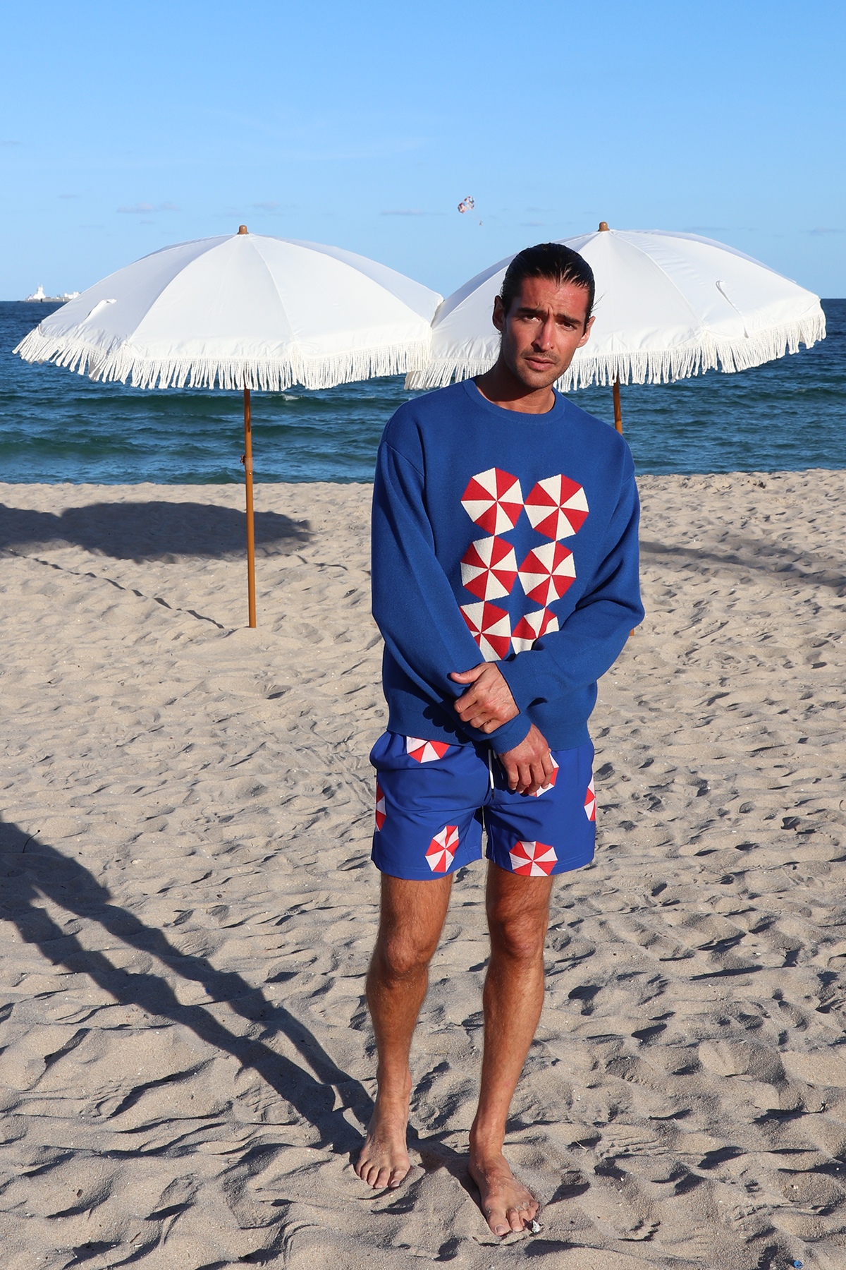 Blue Umbrella Knit Sweater | Blue