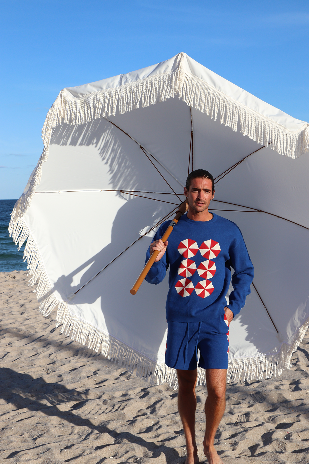 Blue Umbrella Knit Short | Blue