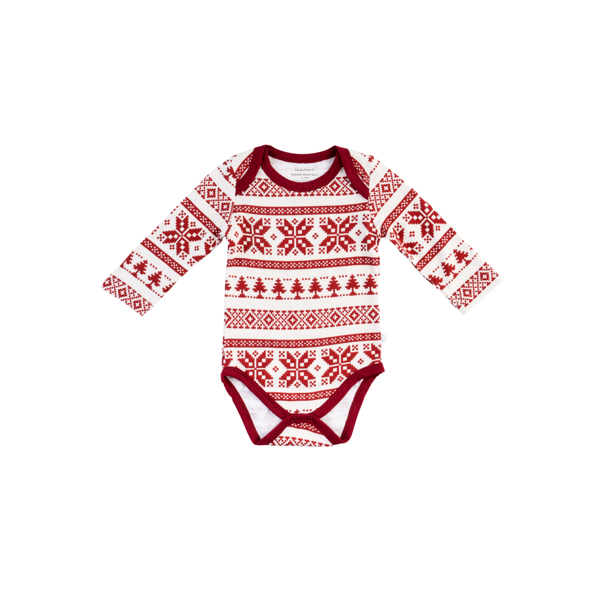 Baby Long-Sleeve Bamboo Bodysuit | Fair Isle Cranberry