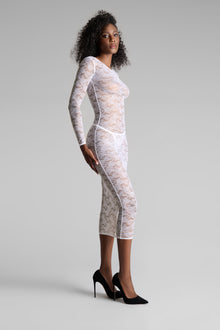 Long Sleeve Midi Dress - Flashback | White