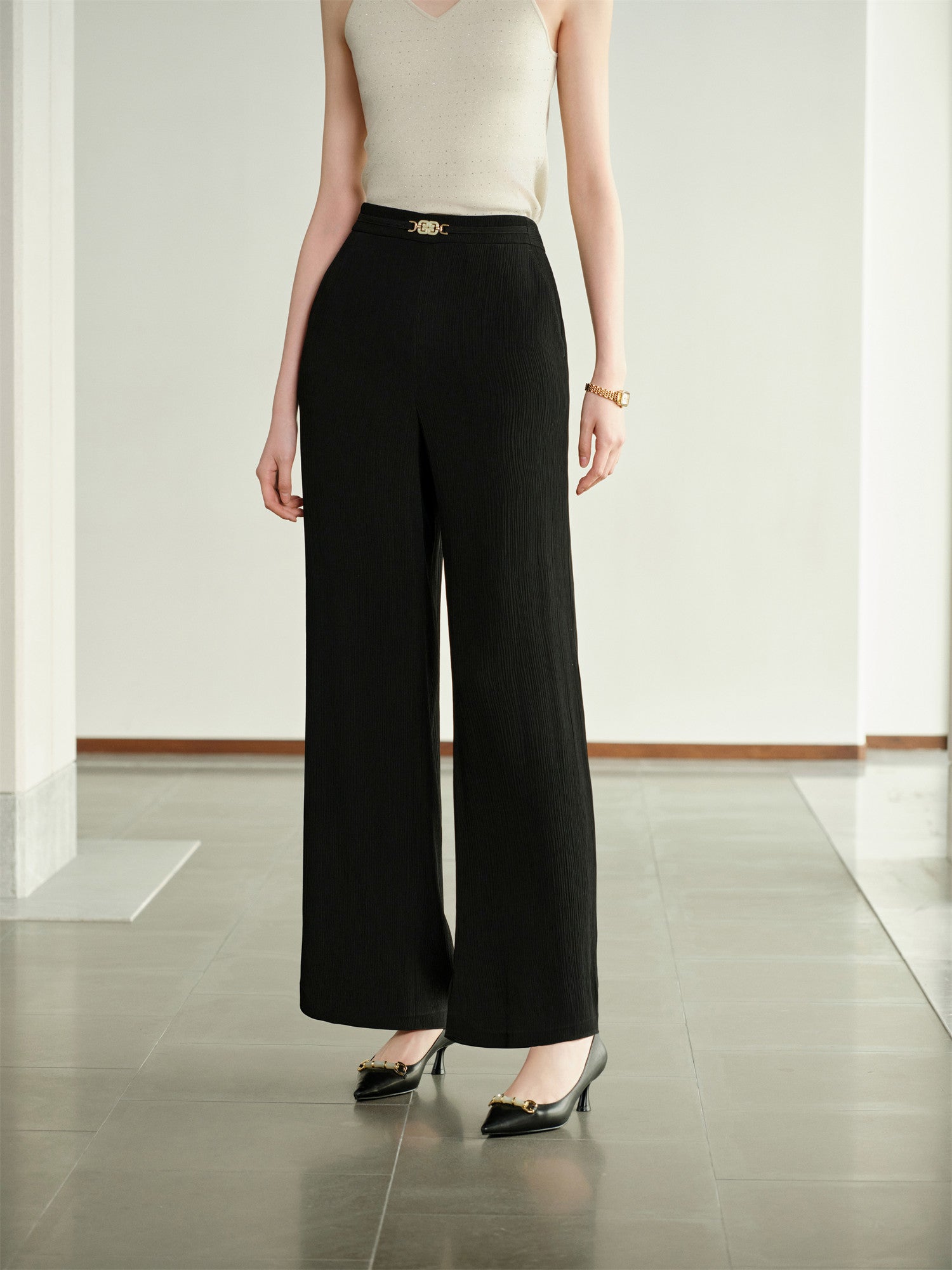 Straight-Leg Casual Pants | Black