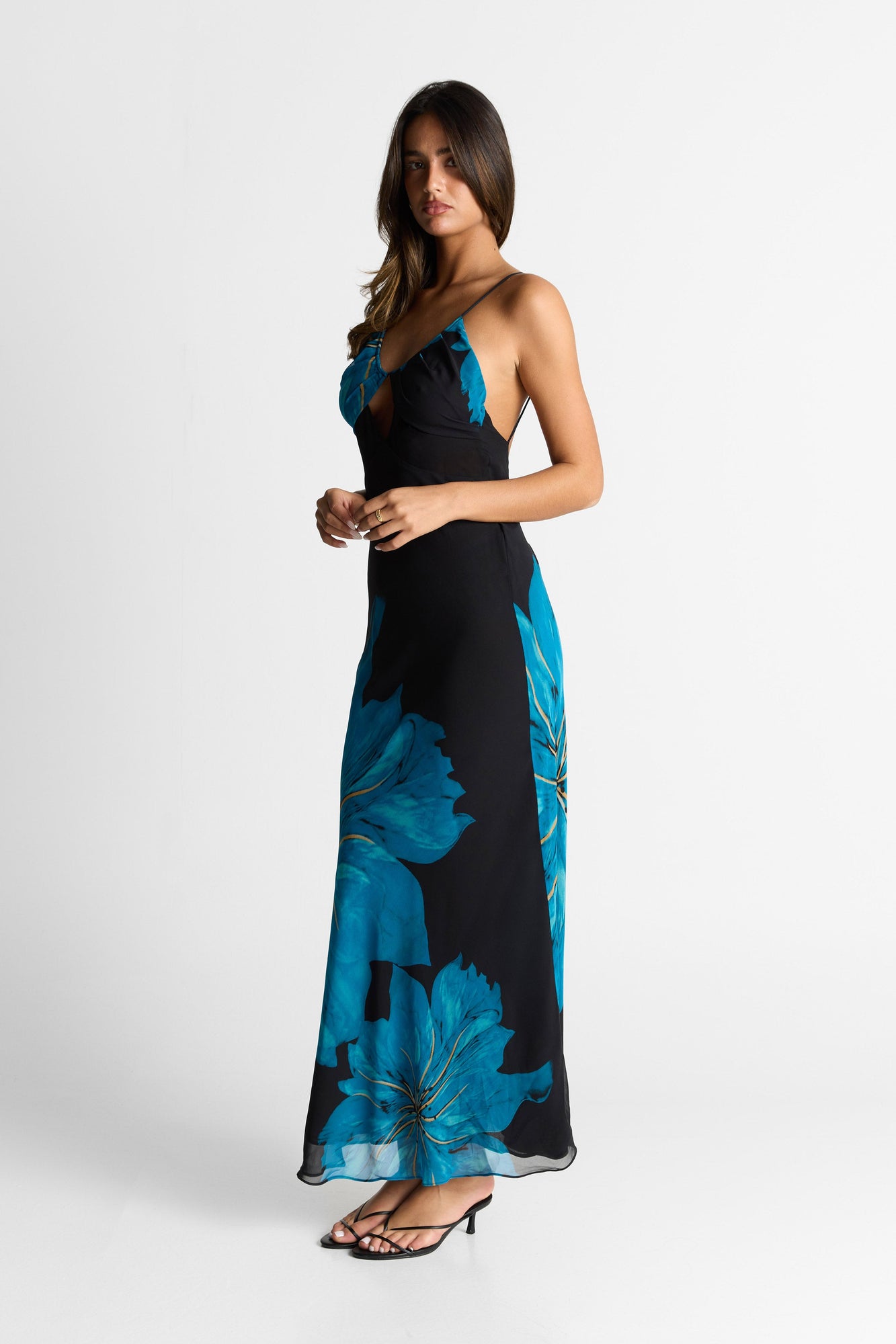Raya Maxi Dress | Black/Blue Floral Print