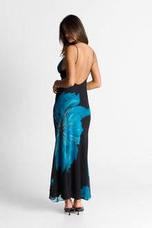 Raya Maxi Dress | Black/Blue Floral Print