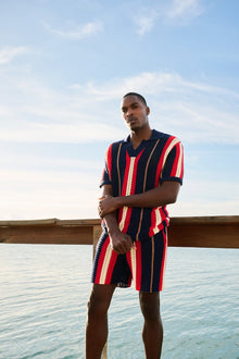 Crab Stripe Knit Short | Blue/Red