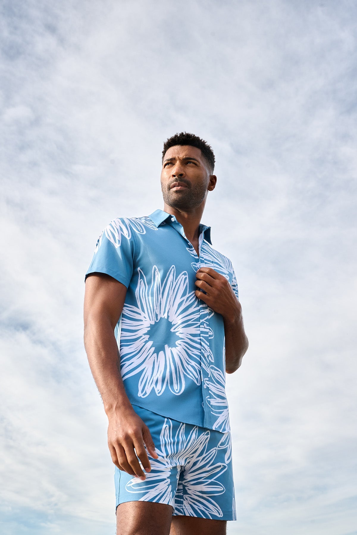 Blue Sunflower Swim Short | Blue