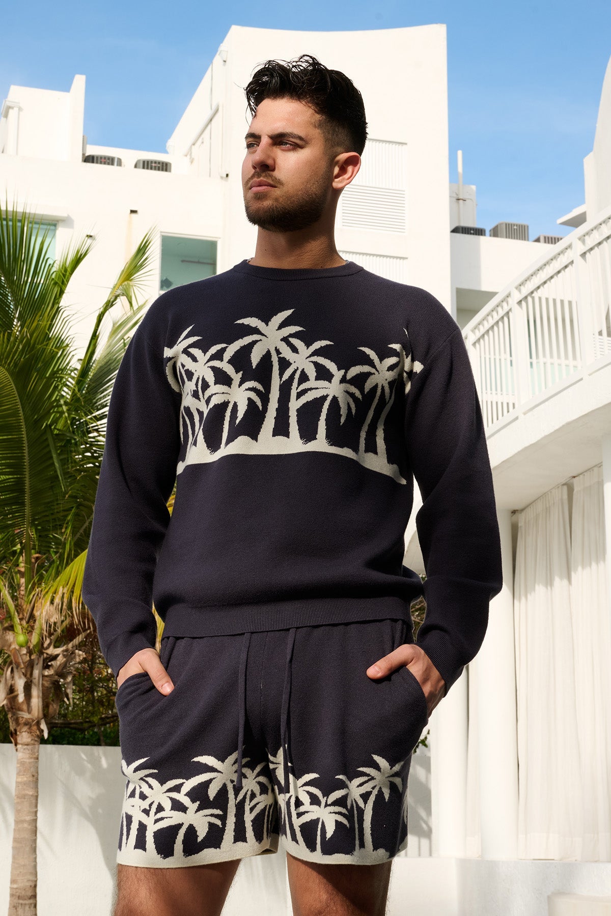 Palm Beach Knit Crewneck Sweater | Grey