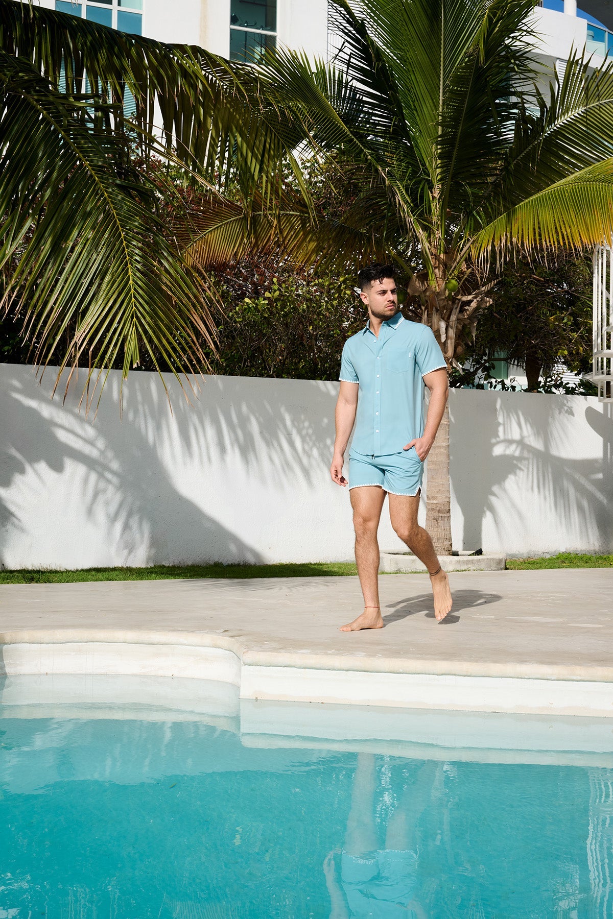 Mint Stitch Swim Short | Blue