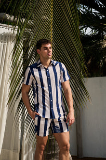 Blue Palm Swim Short | Blue