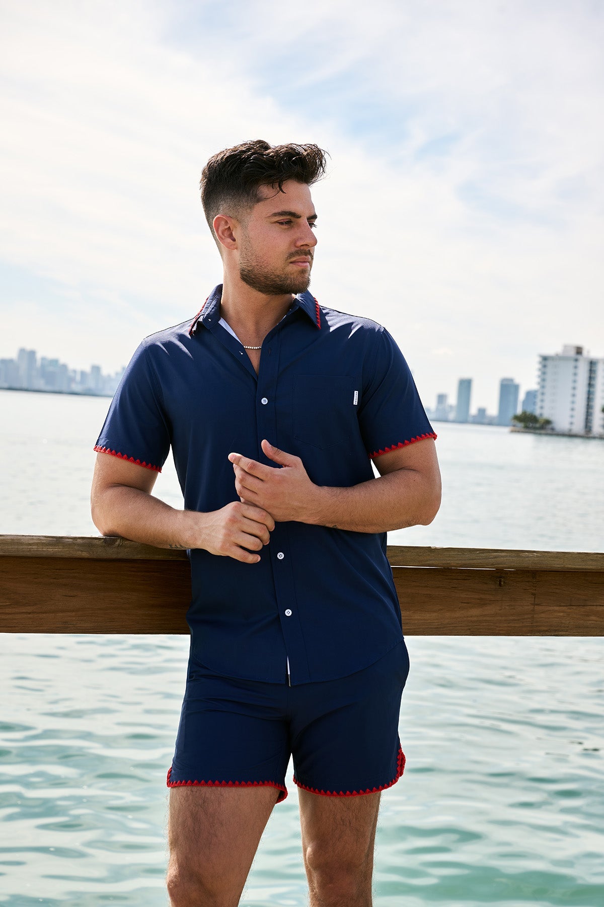 Navy Red Stitch Weekend Shirt | Navy