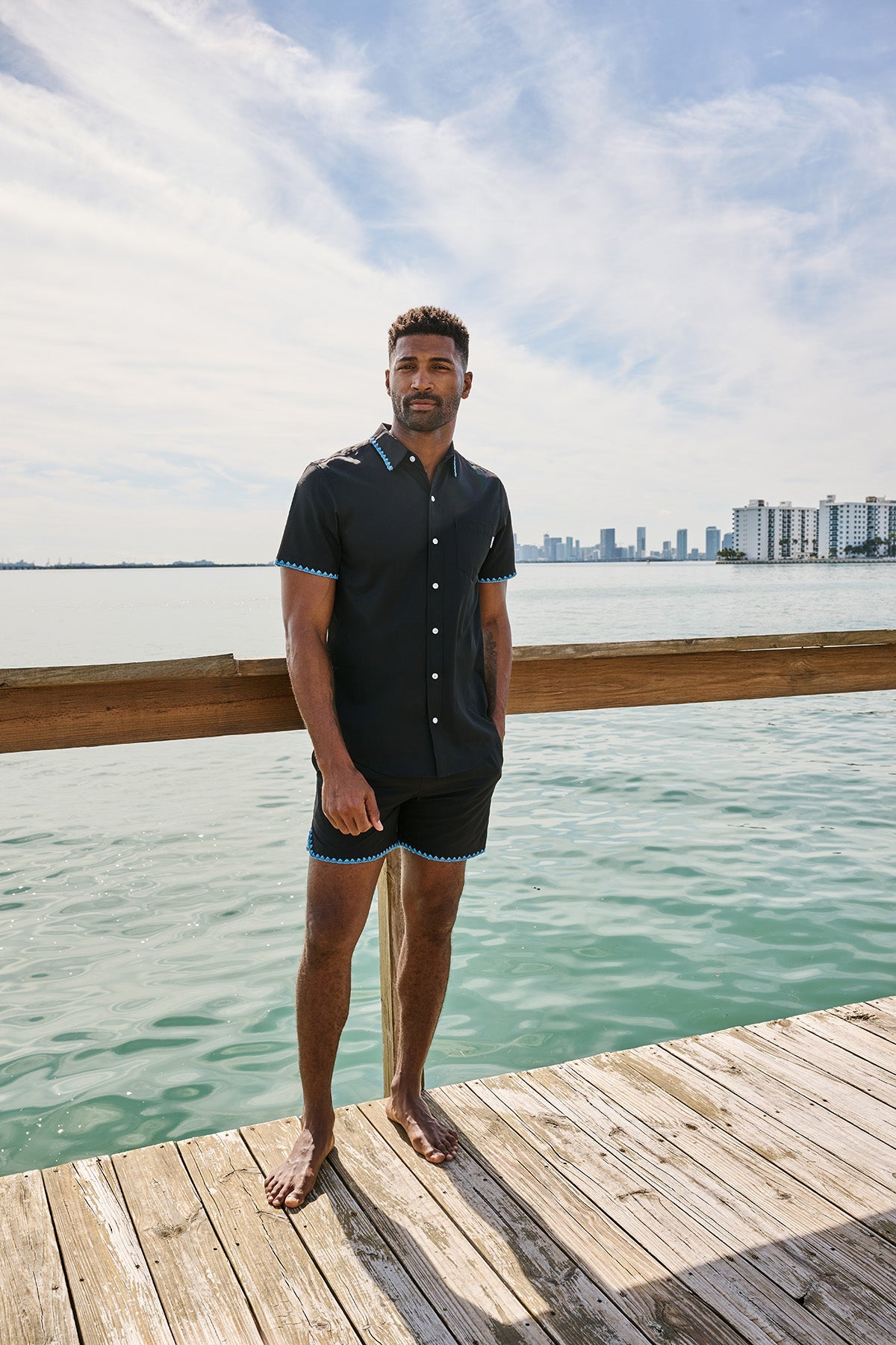 Black Blue Stitch Weekend Shirt | Blue