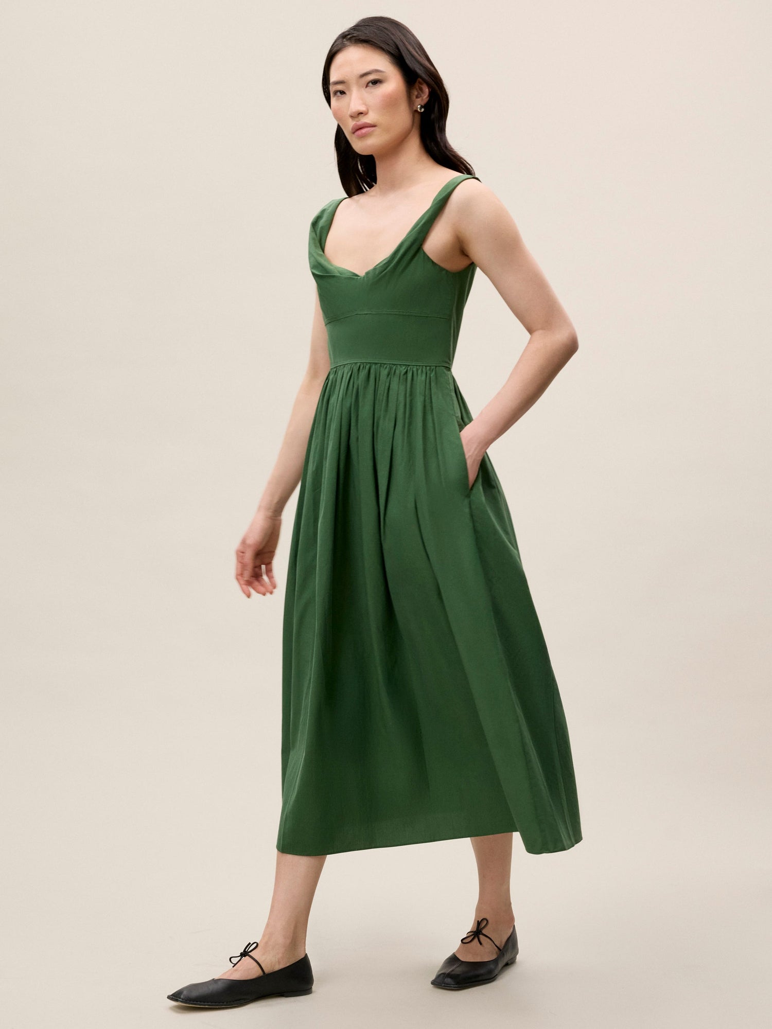 Sleeveless Midi Dress | Emerald