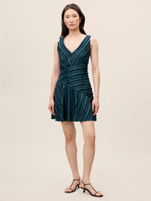 Eyelash Mini Dress | Green/Navy