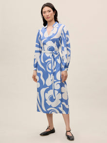 Silhouette Fleur Long Sleeve Whisper Dress | Silhouette Fleur French Blue Combo
