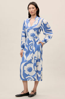 Silhouette Fleur Long Sleeve Whisper Dress | Silhouette Fleur French Blue Combo