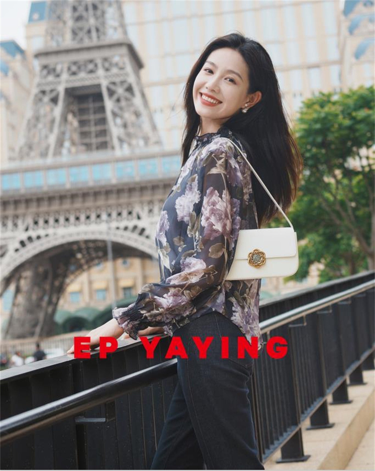 Silk Peony Print Pullover Top | Purple