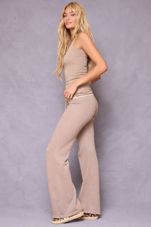 Women | Striated Wide Leg Drawstring Sweatpant | Woodsmoke