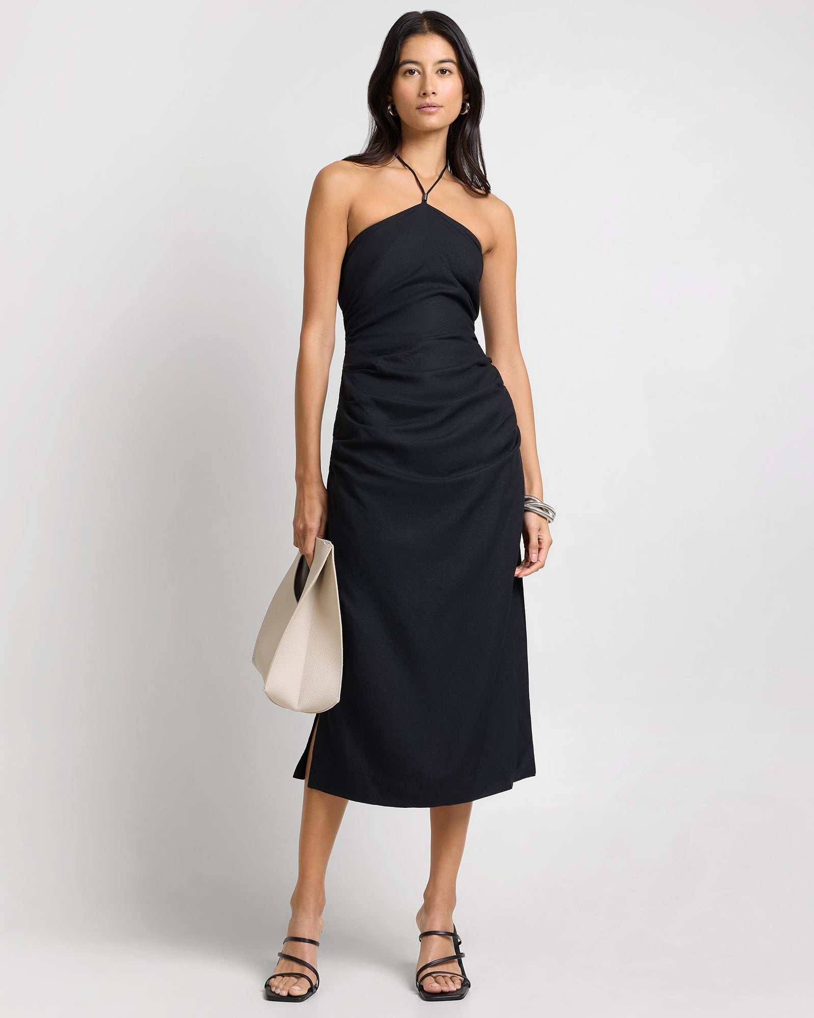 Onia | Womens | Air Linen Ruched Halter Dress