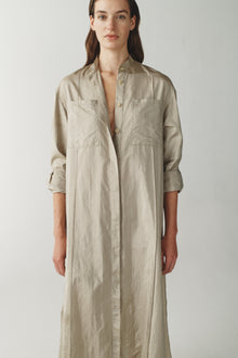 Womens | The Field Dress in Washed Silk Nylon | Carbon