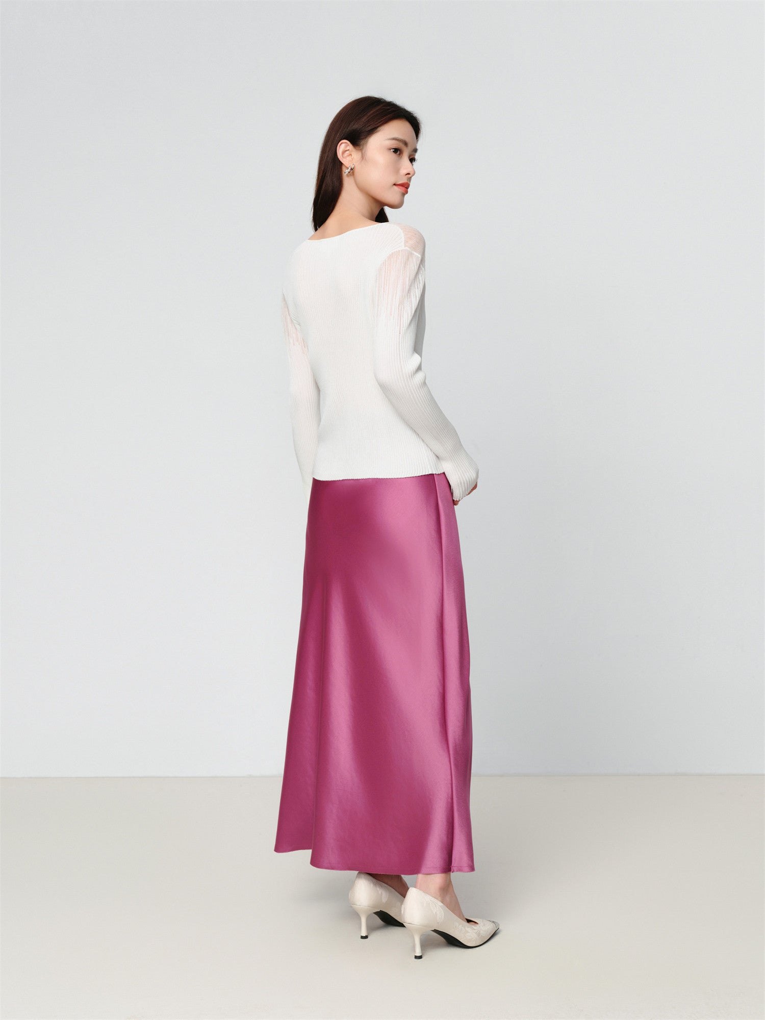 Silk-Acetate Knit Base Layer | White
