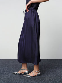 Straight-Cut Acetate Midi Skirt | Navy