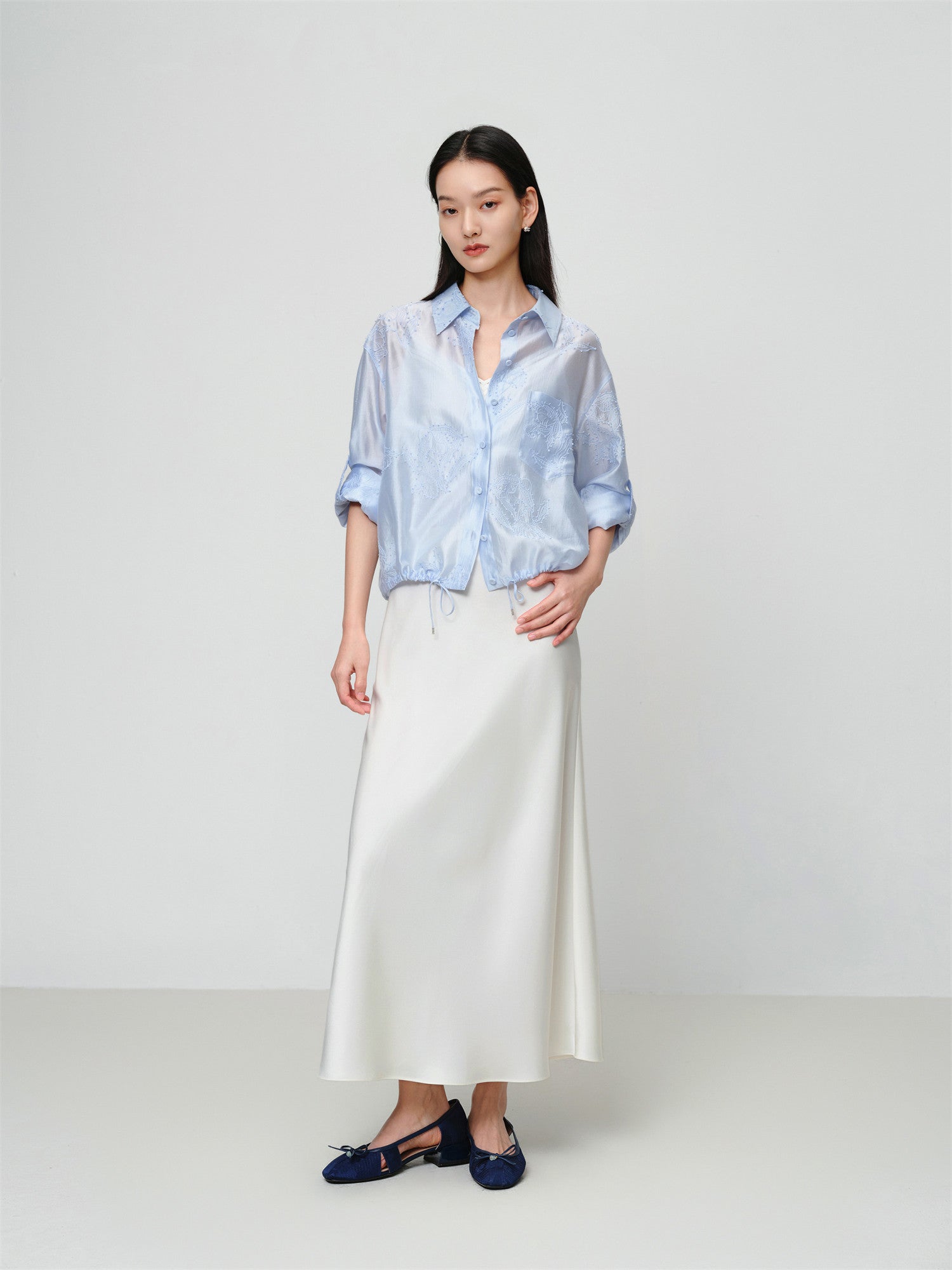 Lustrous Shirt Top | Blue