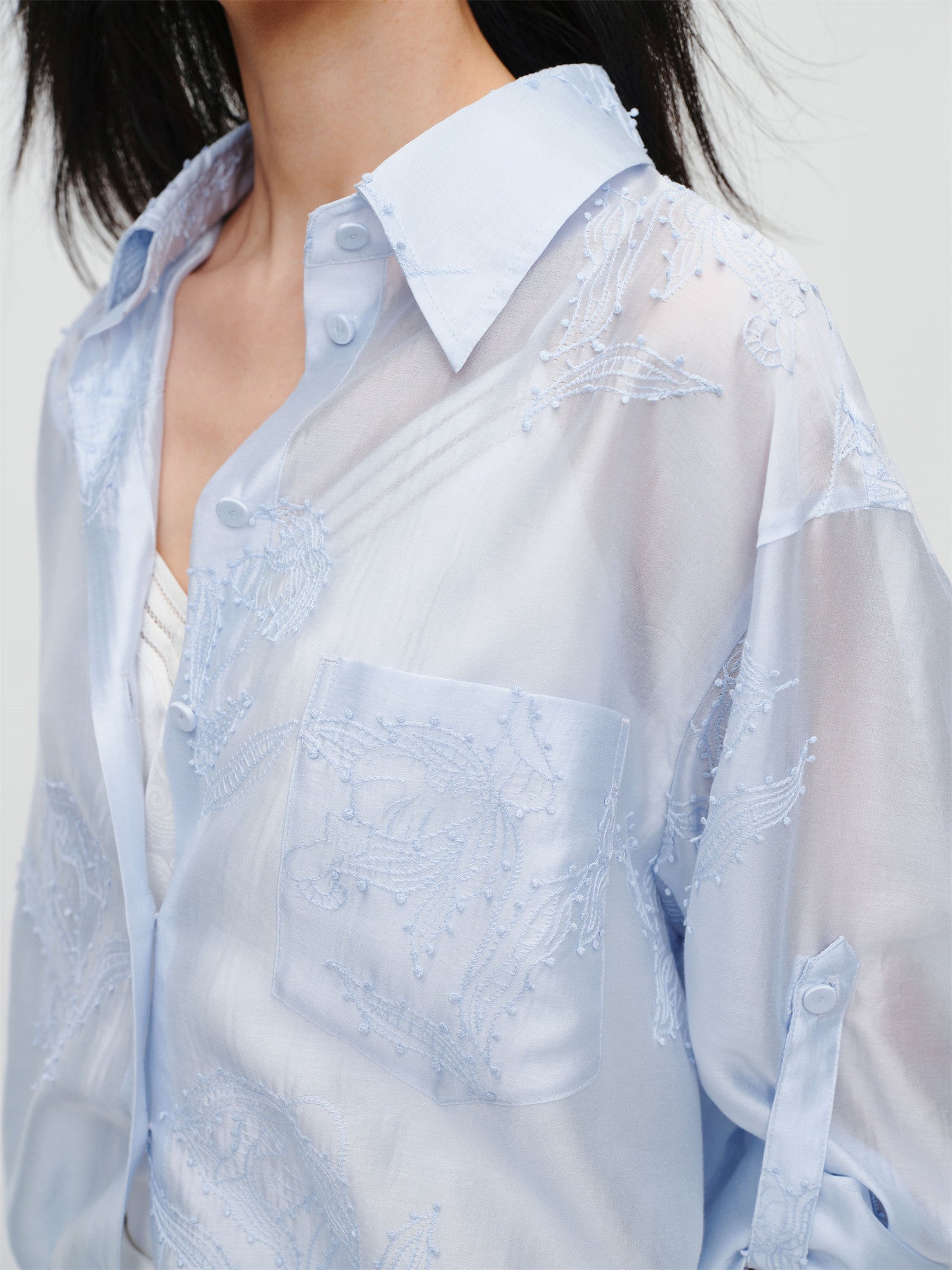 Lustrous Shirt Top | Blue