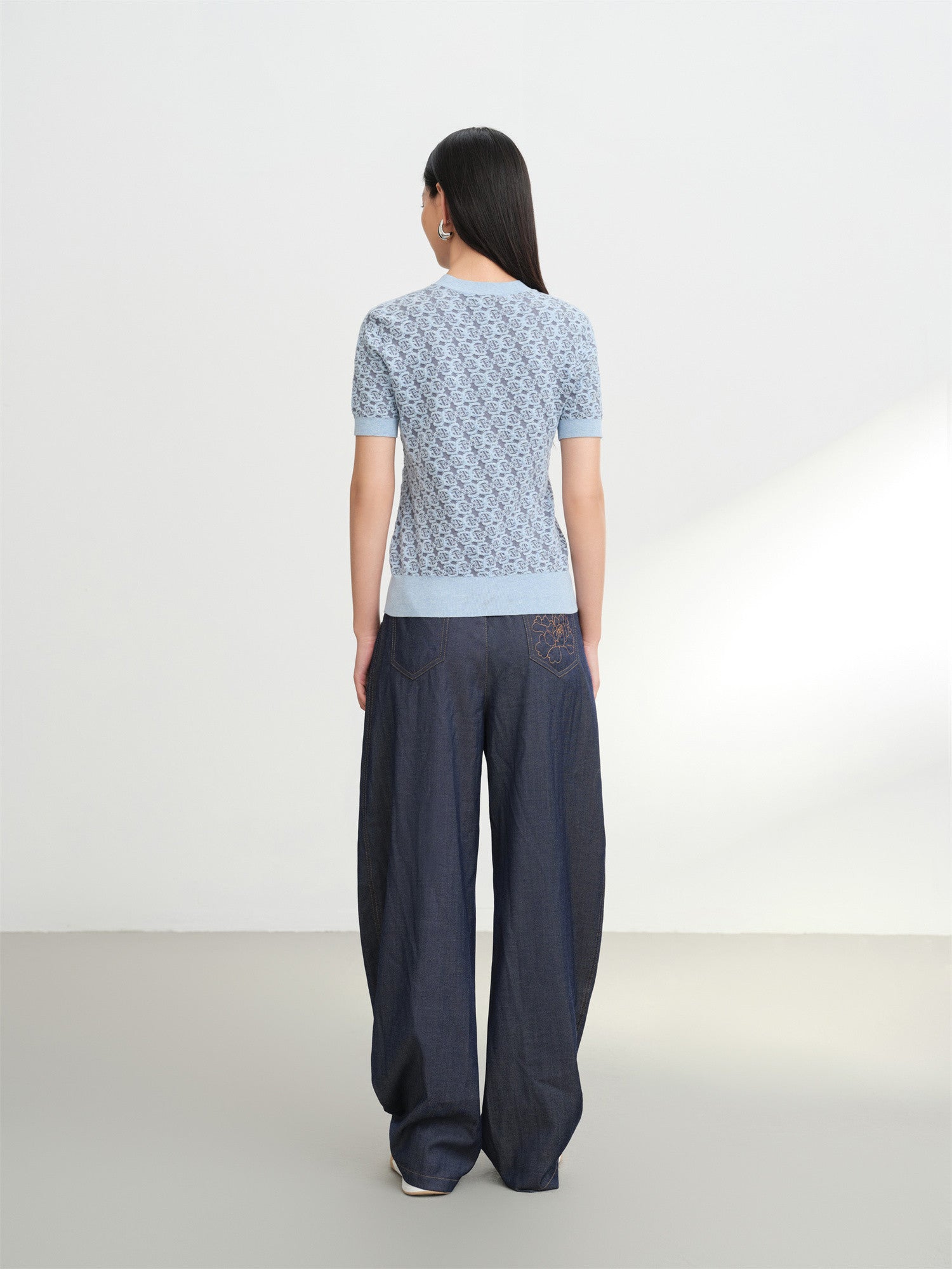 Geometric Textured Knit Sweater | Blue