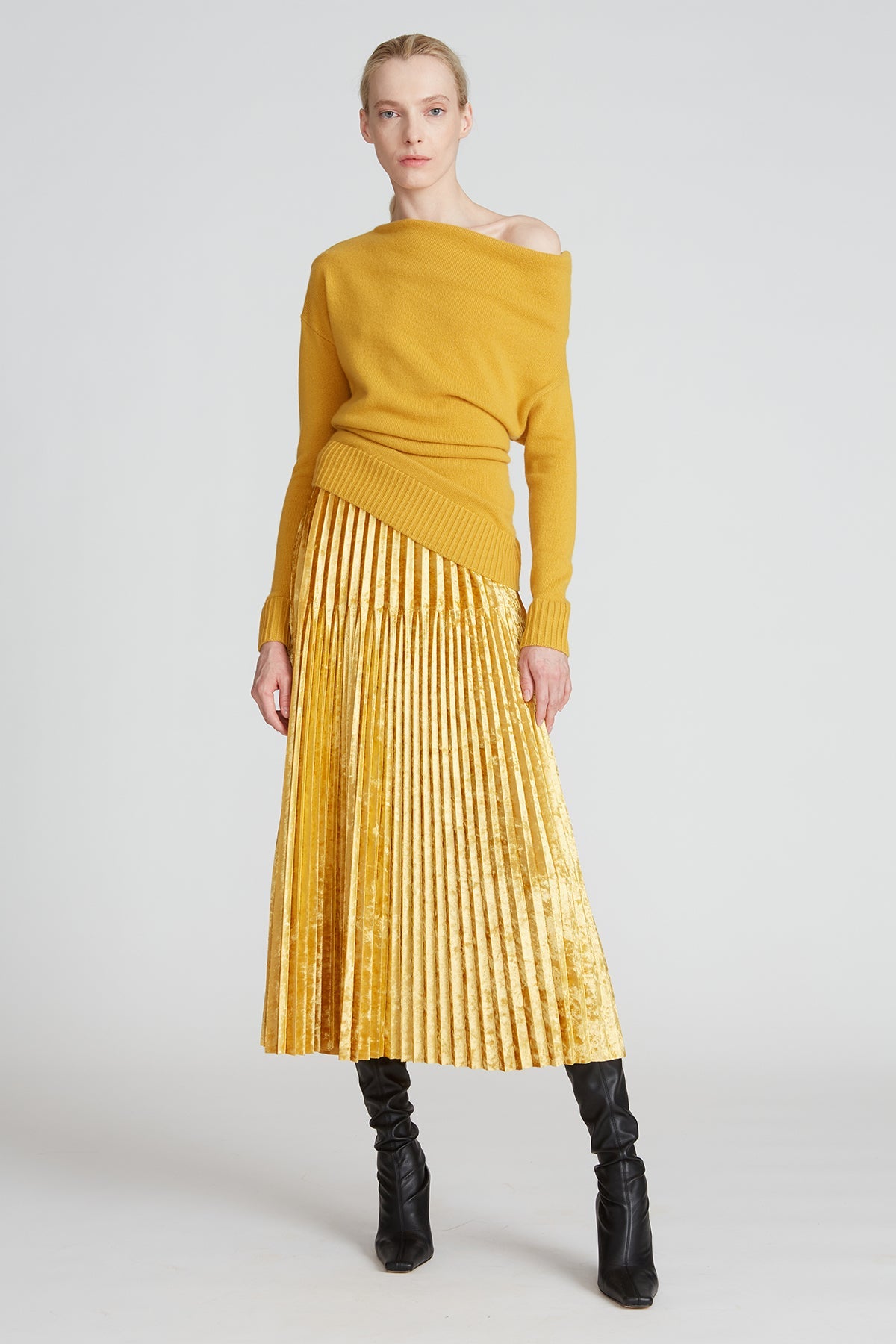 Halston | Jayda Shoulder Drape Sweater | Dijon