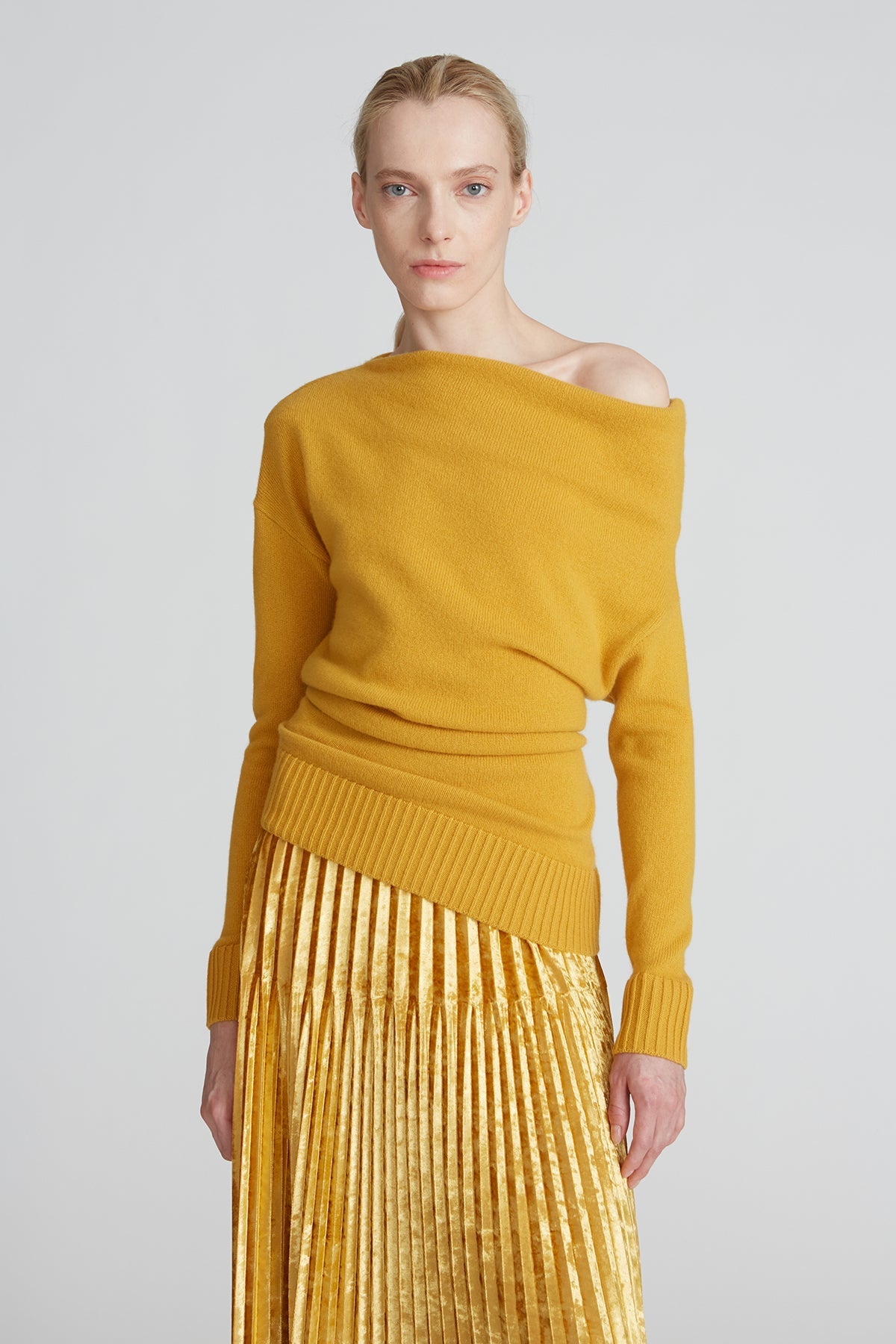Halston | Jayda Shoulder Drape Sweater | Dijon
