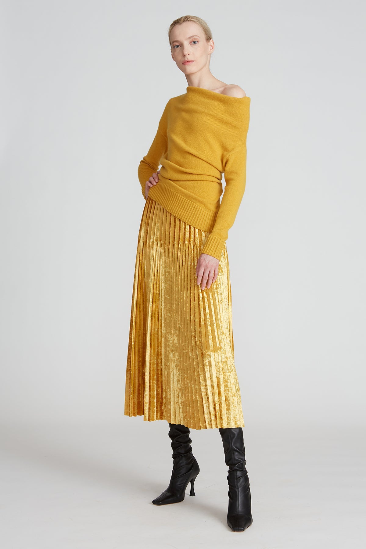 Halston | Jayda Shoulder Drape Sweater | Dijon