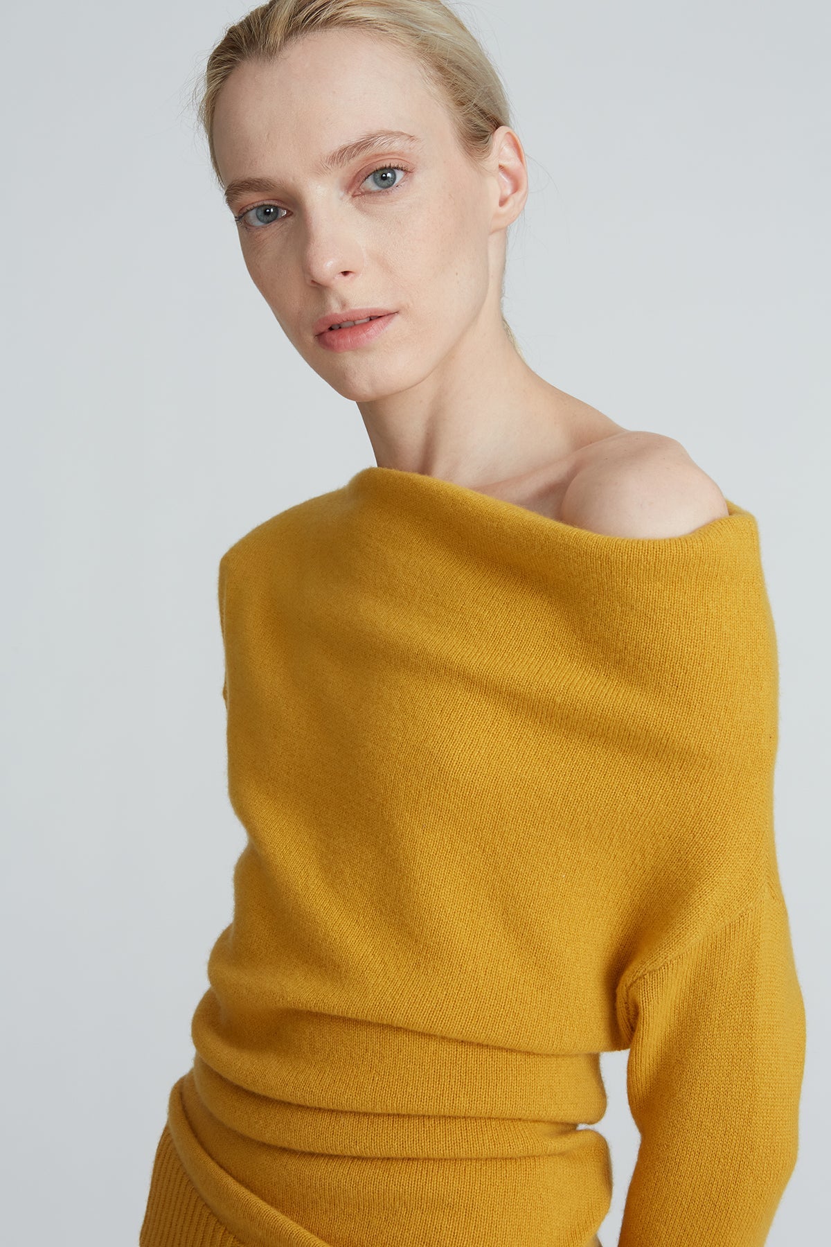 Halston | Jayda Shoulder Drape Sweater | Dijon