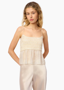 Alysin Metallic Silk Camisole | Cream