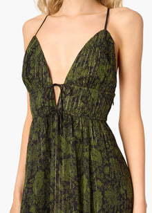 Dorinda Metallic Chiffon Dress | Forest Paisley