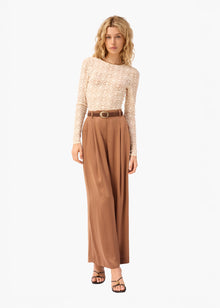 Fabian Wide Leg High Rise Pant | Carob
