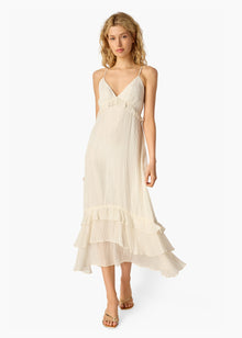 Esmeralda Metallic Chiffon Dress | White