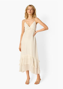 Esmeralda Metallic Chiffon Dress | White
