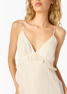 Esmeralda Metallic Chiffon Dress | White