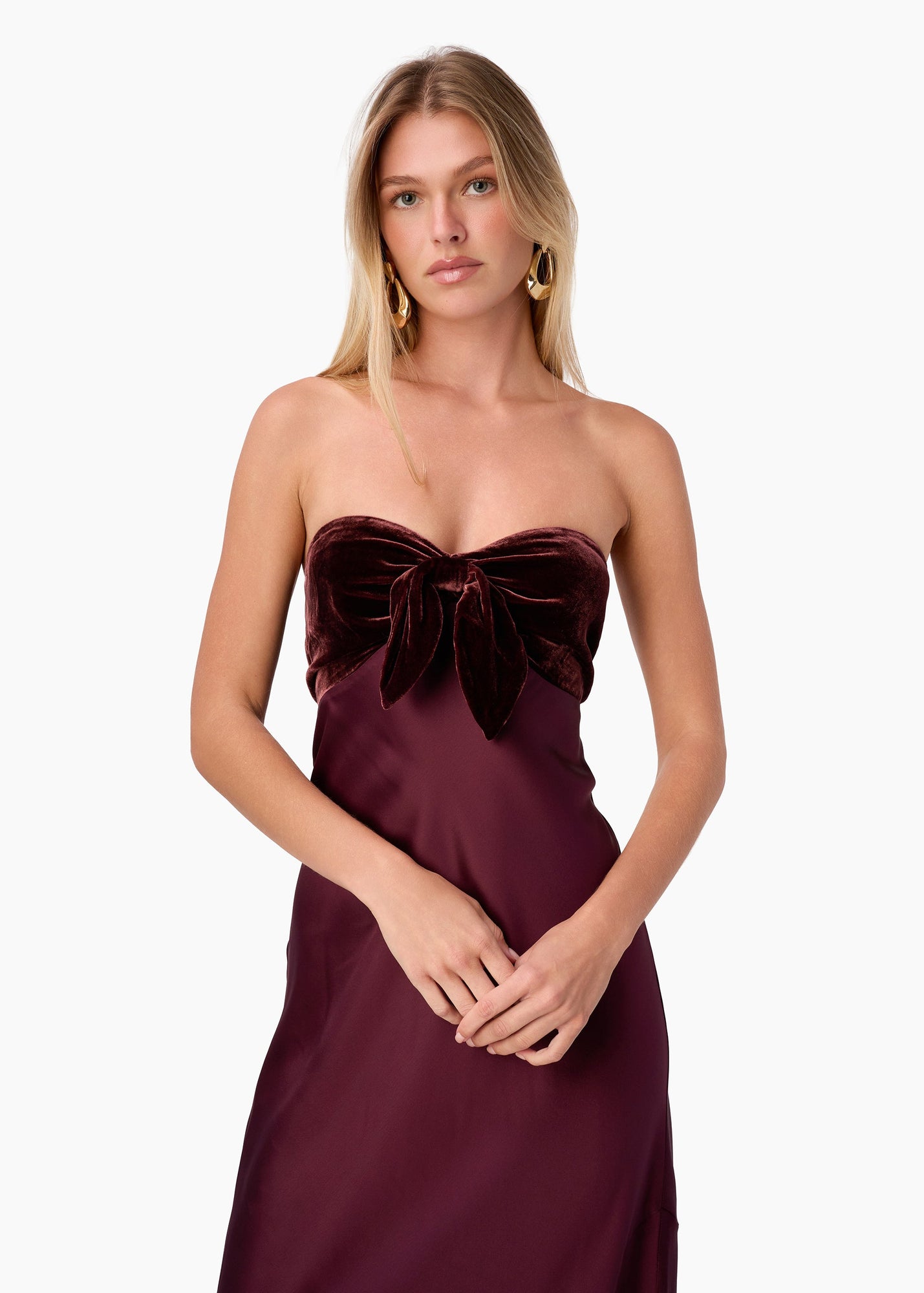 Lavinia Strapless Gown | Cranberry