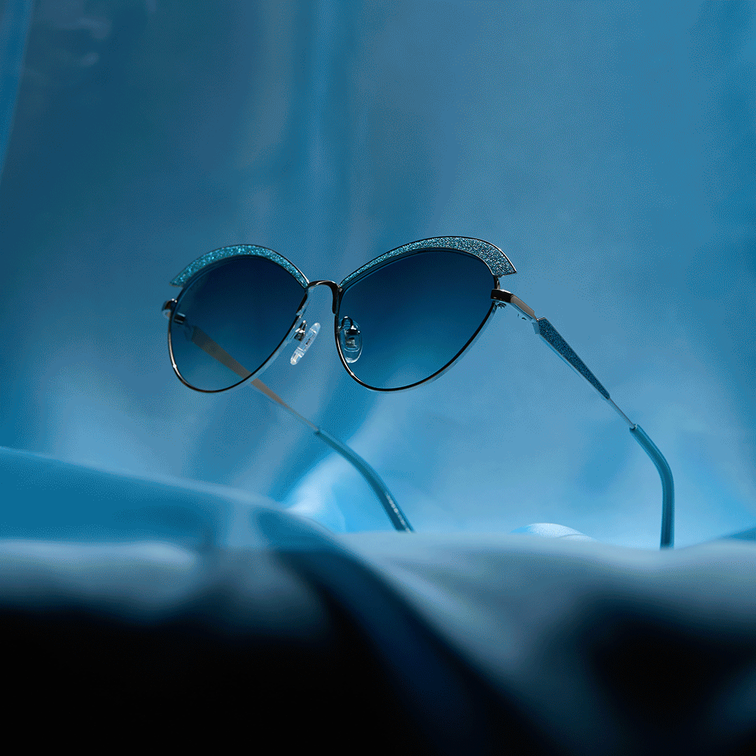Womens | Bianca Barclay Sunglasses | Glittery Siren Teal | Silver/Teal To Grey Lenses