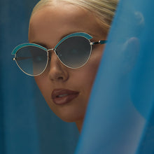 Womens | Bianca Barclay Sunglasses | Glittery Siren Teal | Silver/Teal To Grey Lenses