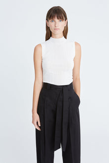 Halston | Sloane Knit High Neck Top | Chalk