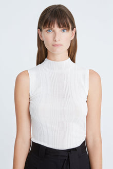 Halston | Sloane Knit High Neck Top | Chalk