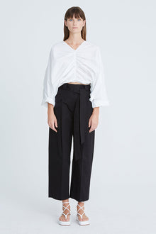 Halston | Alana Cotton Shirting Top | Optic White