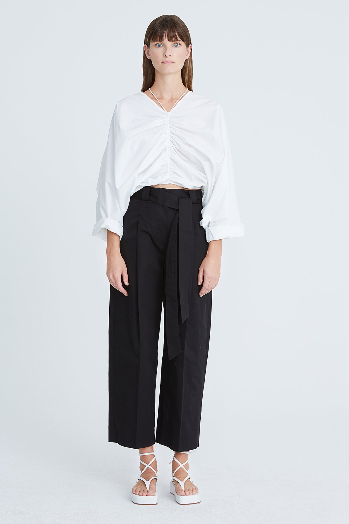 Halston | Alana Cotton Shirting Top | Optic White