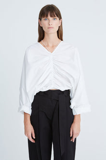 Halston | Alana Cotton Shirting Top | Optic White
