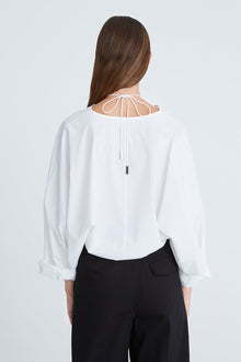 Halston | Alana Cotton Shirting Top | Optic White