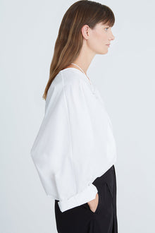 Halston | Alana Cotton Shirting Top | Optic White