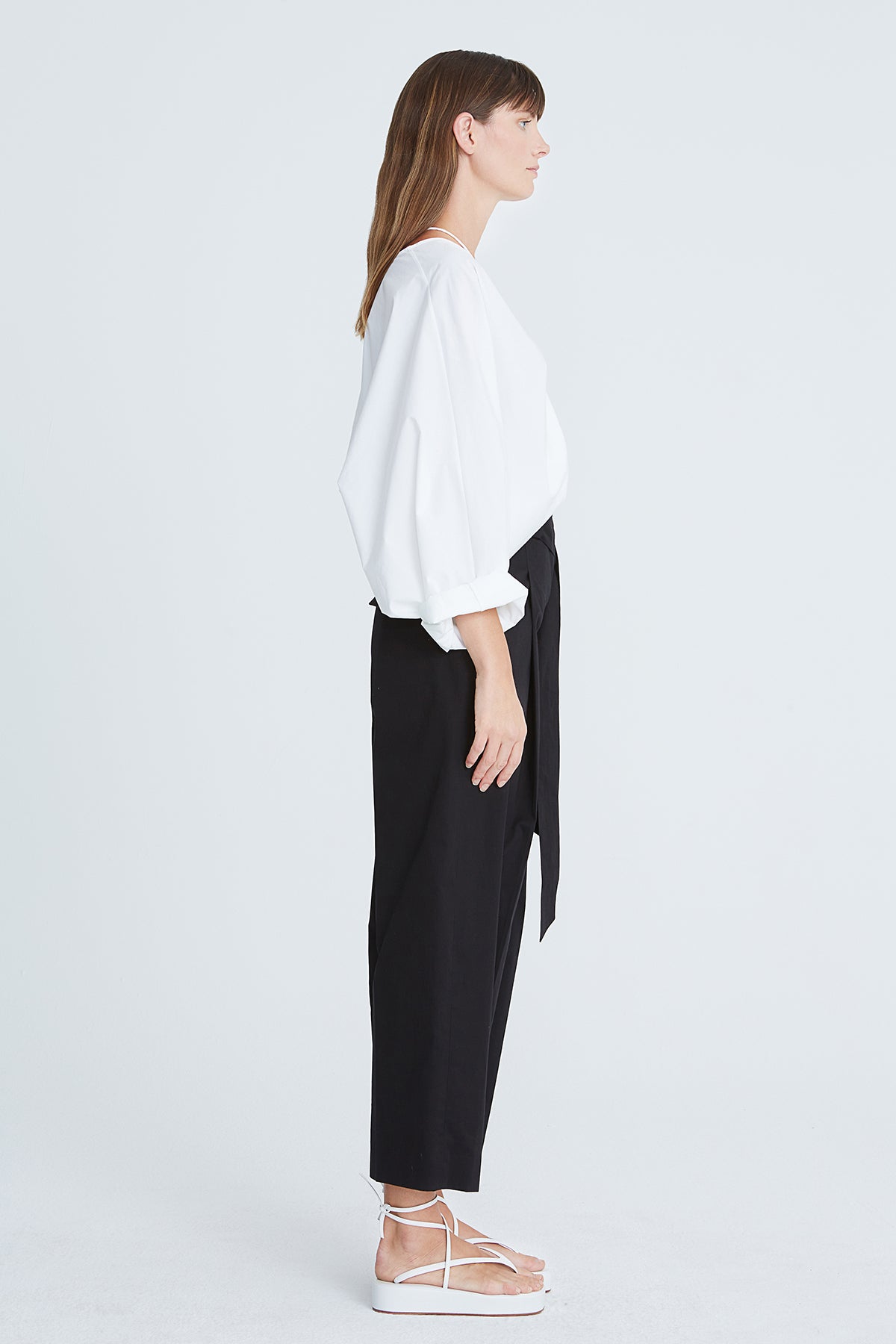 Halston | Alana Cotton Shirting Top | Optic White