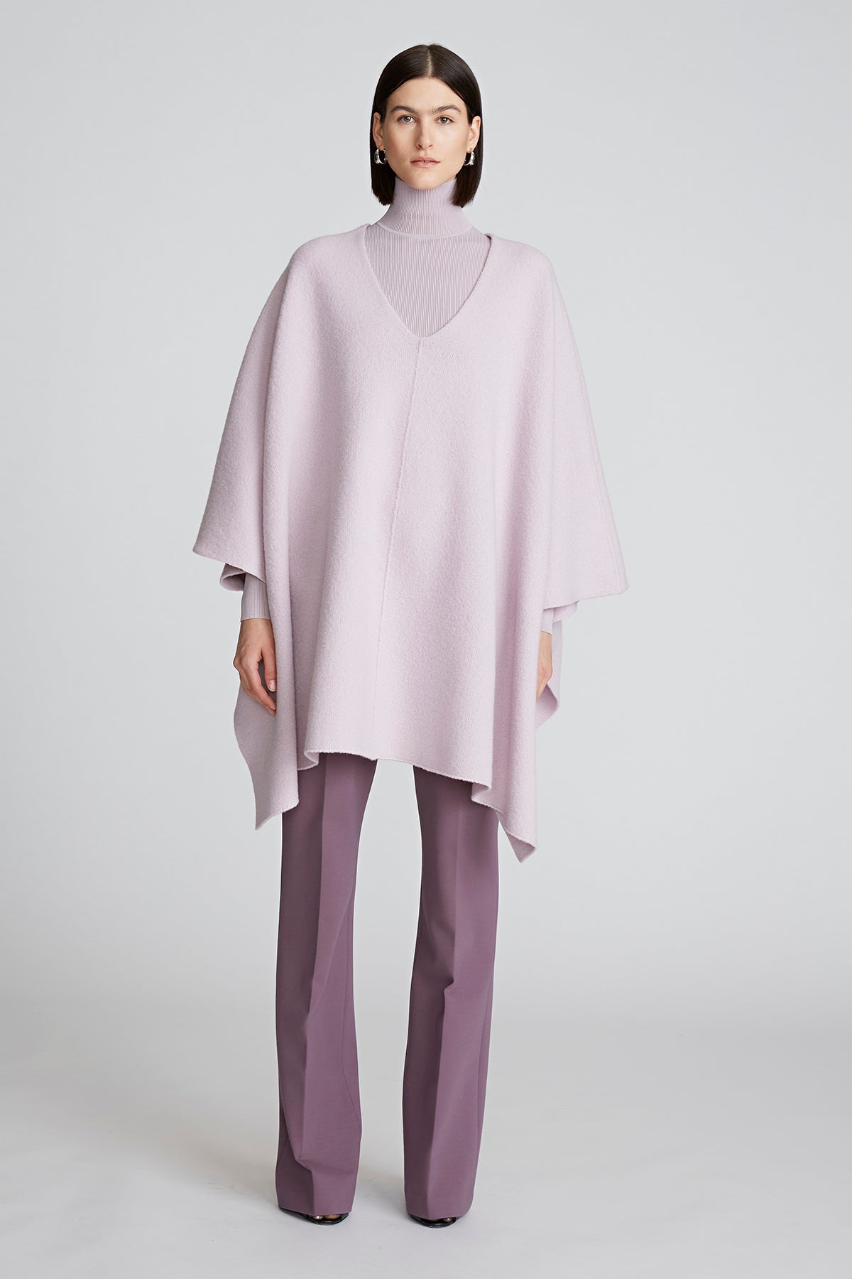 Halston | Bridget Poncho In Boiled Wool | Light Plum