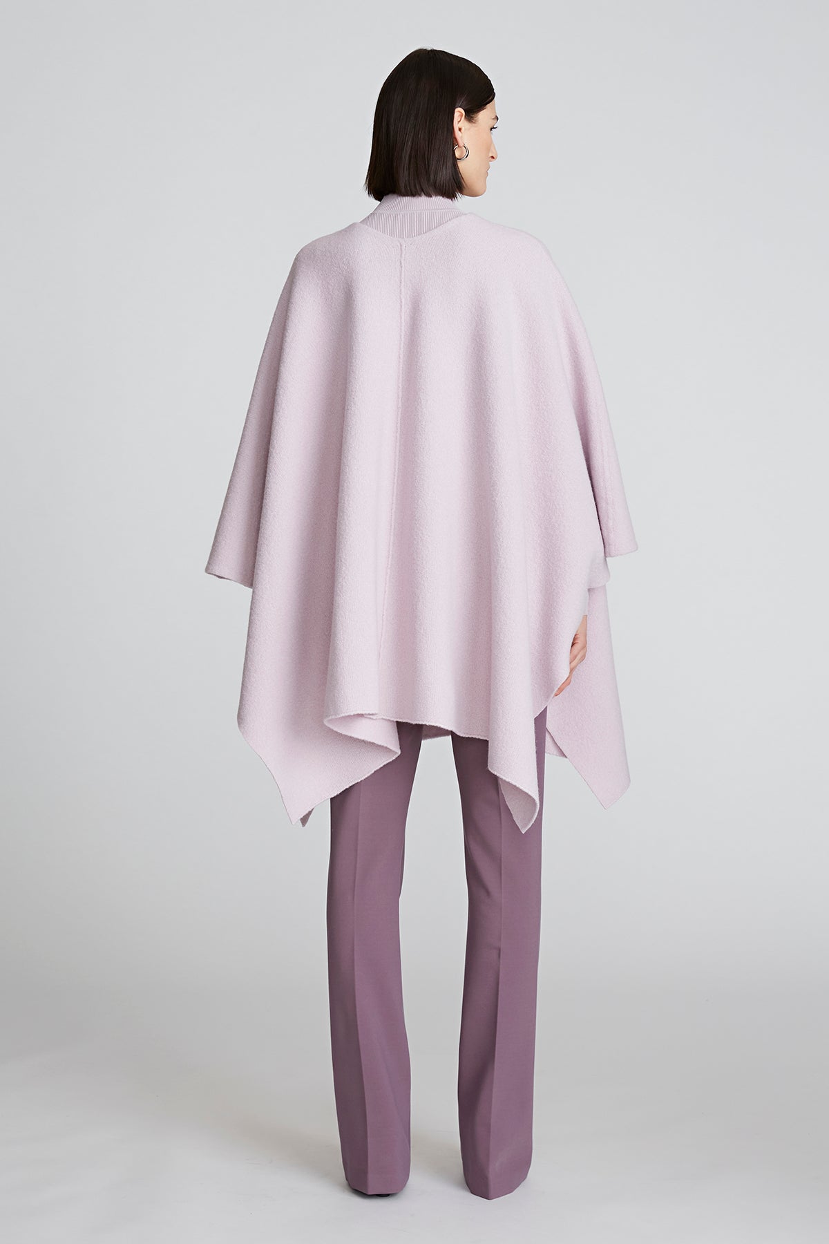 Halston | Bridget Poncho In Boiled Wool | Light Plum